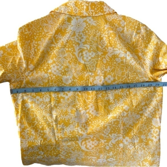 COLDWATER CREEK Top Button Up V Neck Collar Floral Yellow White Women Size M - Picture 8 of 12